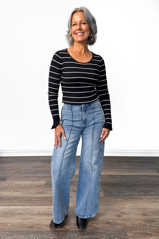 The Donna from Saige: High-Rise Tummy Control Wide Leg Denim