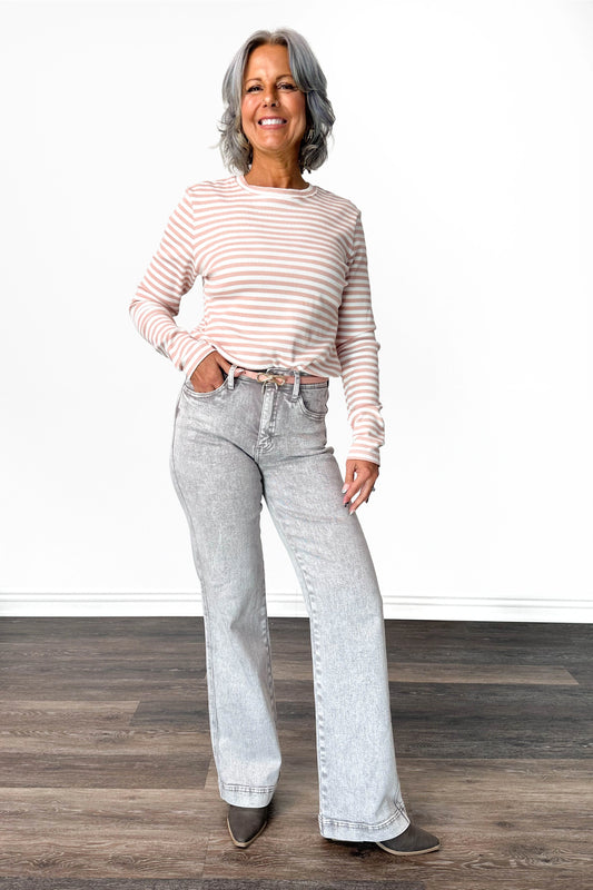 The Maisie from Saige: High-Rise Tummy Control Straight Leg Denim