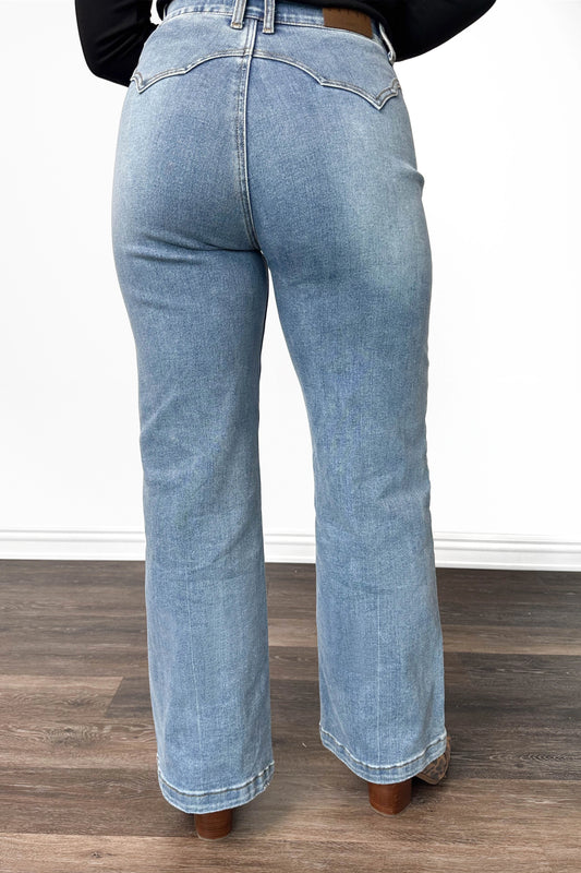 The Scout High-Rise Tummy Control Double Pocket Wide Leg Denim