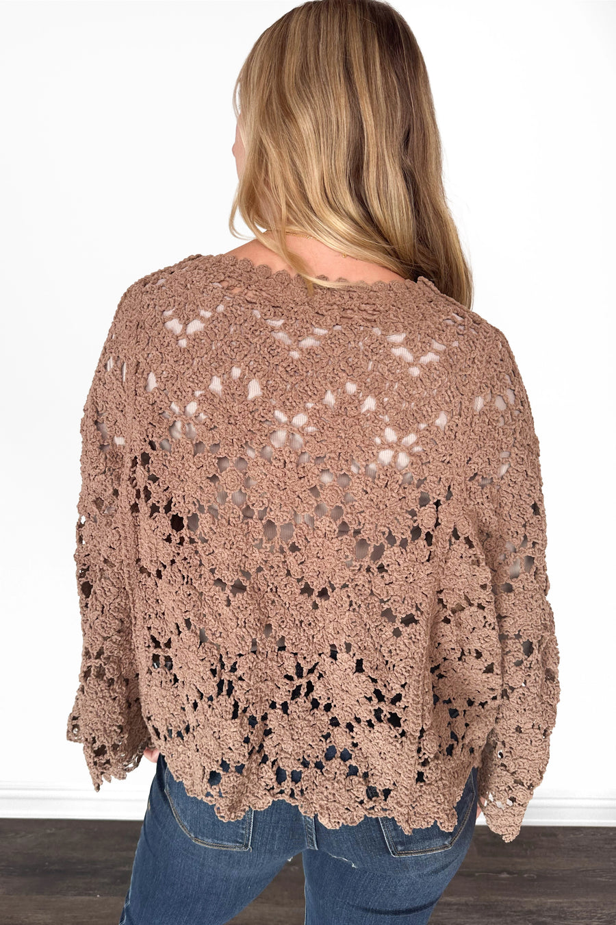 Women's Crochet Flared Sleeves Layering Top