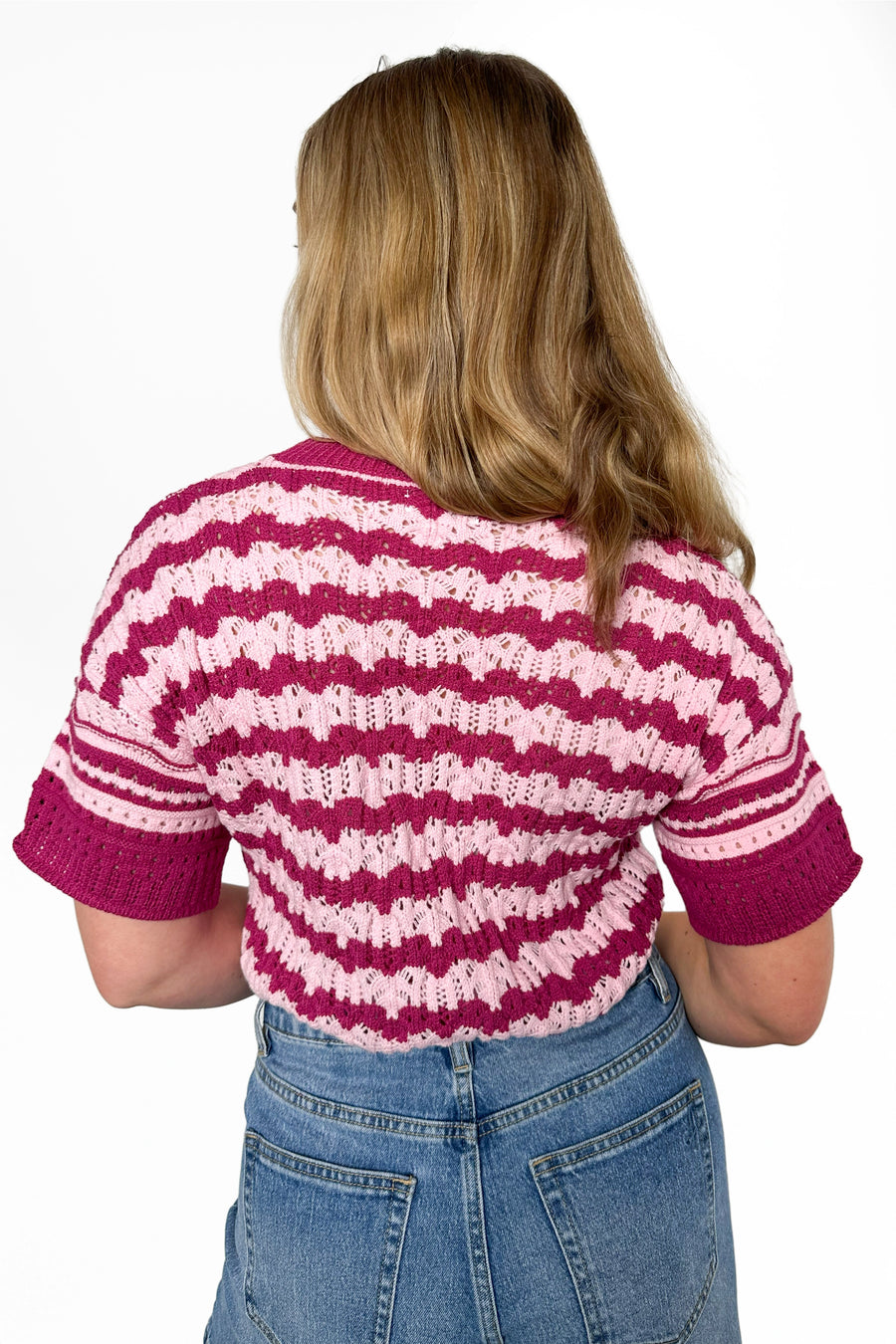 ALB Custom Women's Striped Wave Knit Top