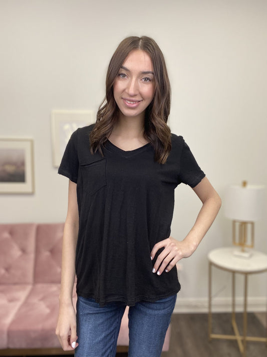You're Not Around Women's V-Neck Short Sleeve Top *Final Sale*