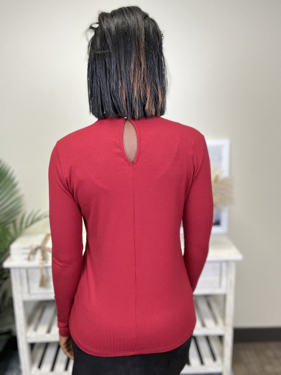 Selling Out Women's Slim-Fit Ribbed Long Sleeve Top *Final Sale*