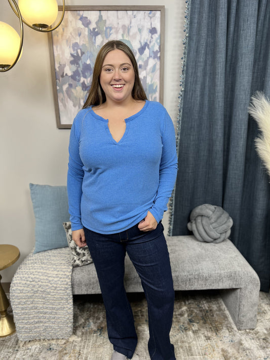 Play Your Cards Women's Waffle Knit Long Sleeve Top