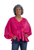 Women's Feminine Peplum 3/4 Kimono Sleeve Top