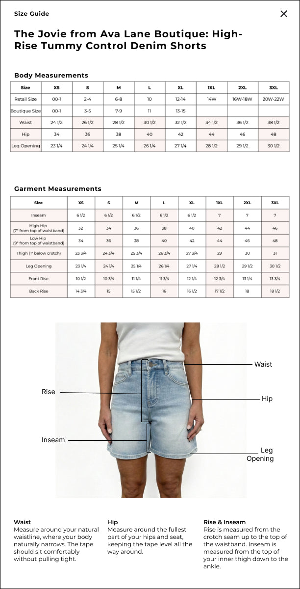 The Jovie by Ava Lane: High-Rise Tummy Control Denim Shorts