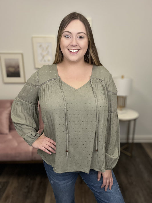 Romantic History Women's Textured Flowy Long Sleeve Top *Final Sale*