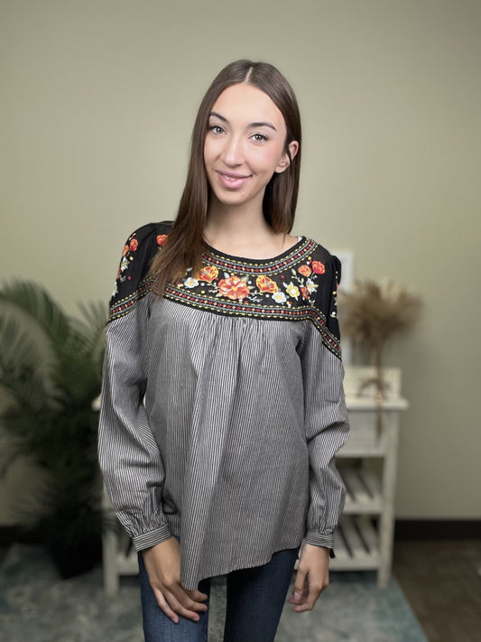 Everyone Is Jealous Women's Embroidered Long Sleeve Top *Final Sale*