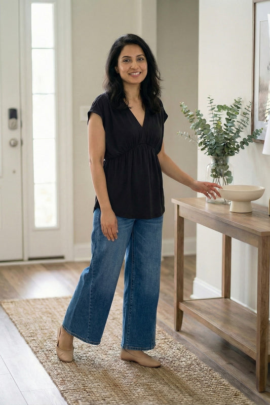 The Lila by Ava Lane High-Rise Tummy Control Wide Leg Angled Seam Denim Three Lengths