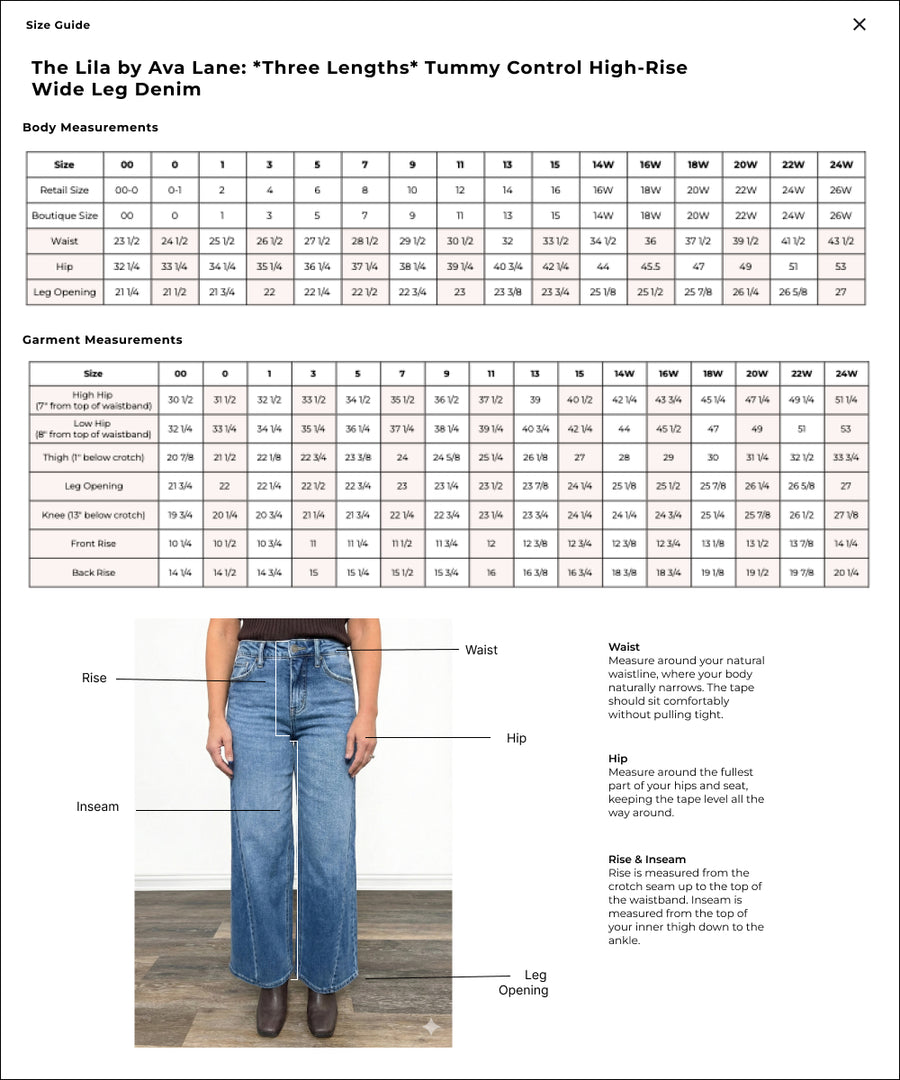 The Lila by Ava Lane: *Three Lengths* Tummy Control High-Rise Wide Leg Denim