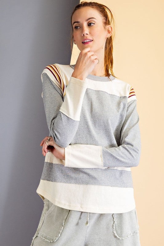 Next To You Women's Color-Blocked Ribbed Long Sleeve Top *Final Sale*