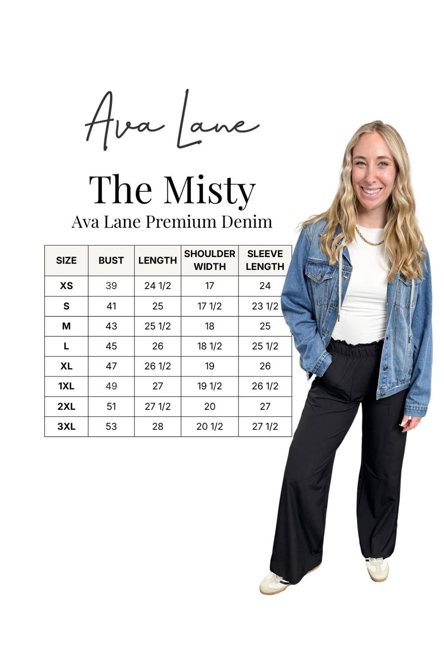 The Misty by Ava Lane Classic Loose Fitted Removable Hood Denim Jacket