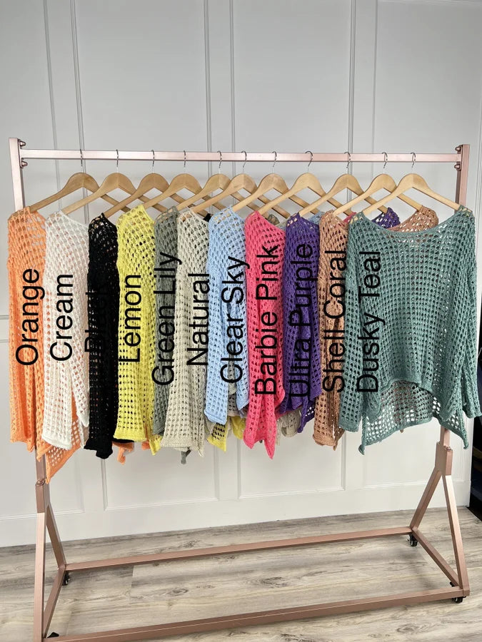 Passion Women's Open Knit Bell Sleeve Hi Lo Sweater