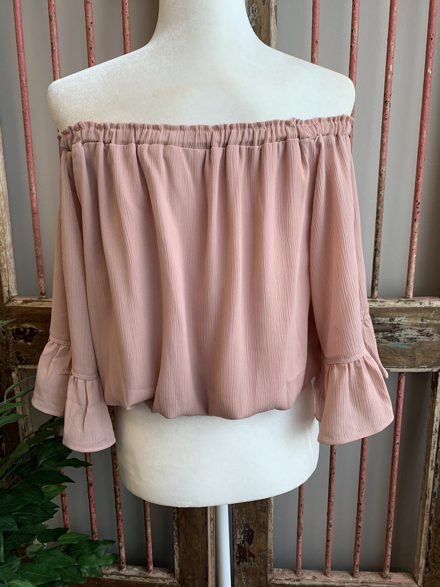 Romance Feels Women's Cinched Off The Shoulder 3/4 Sleeve Top *Final Sale*