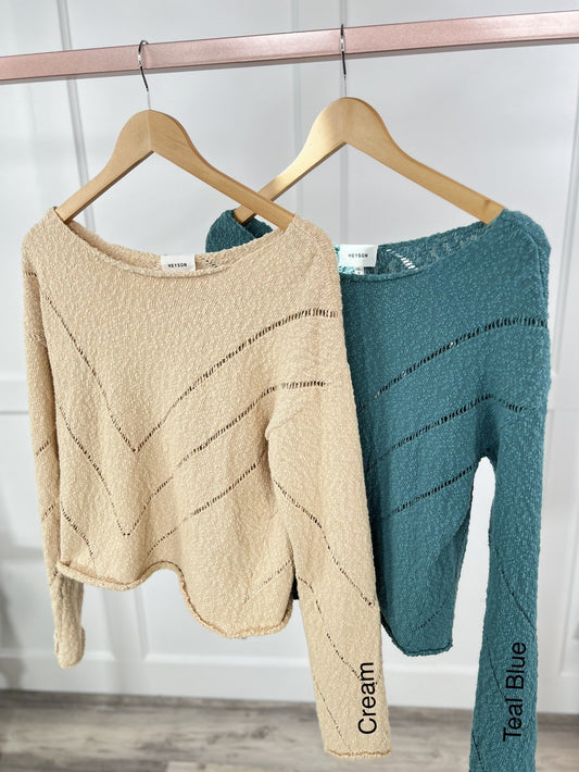 My Kinda Day Women's Boat Neck Relaxed Cropped Sweater *Final Sale*