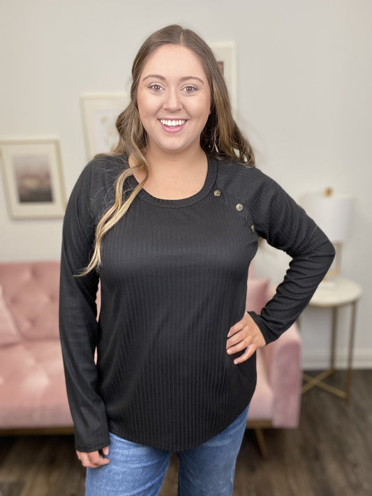 Share Secrets Women's Ribbed Knit Long Sleeve Top *Final Sale*