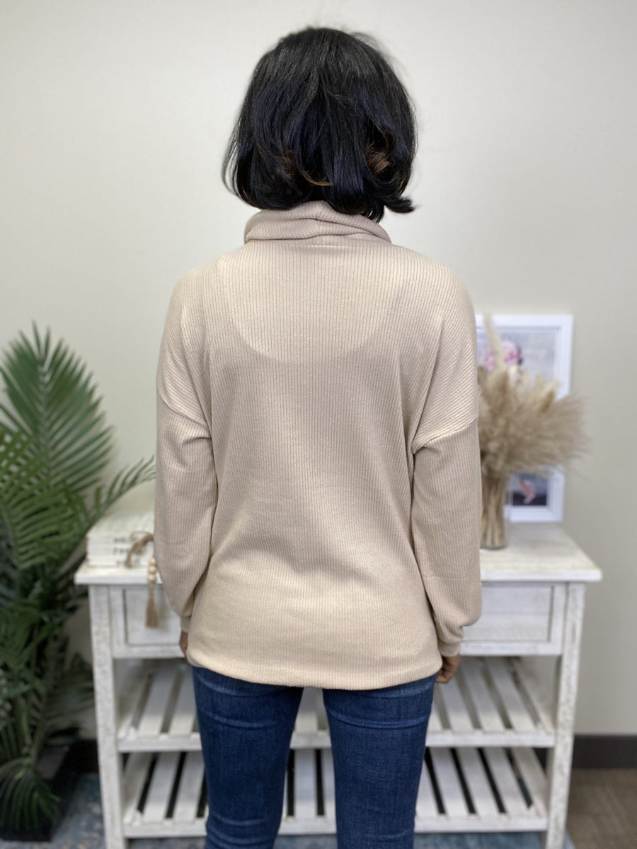 Showing Gratitude Women's Turtle Neck Ribbed Sweater