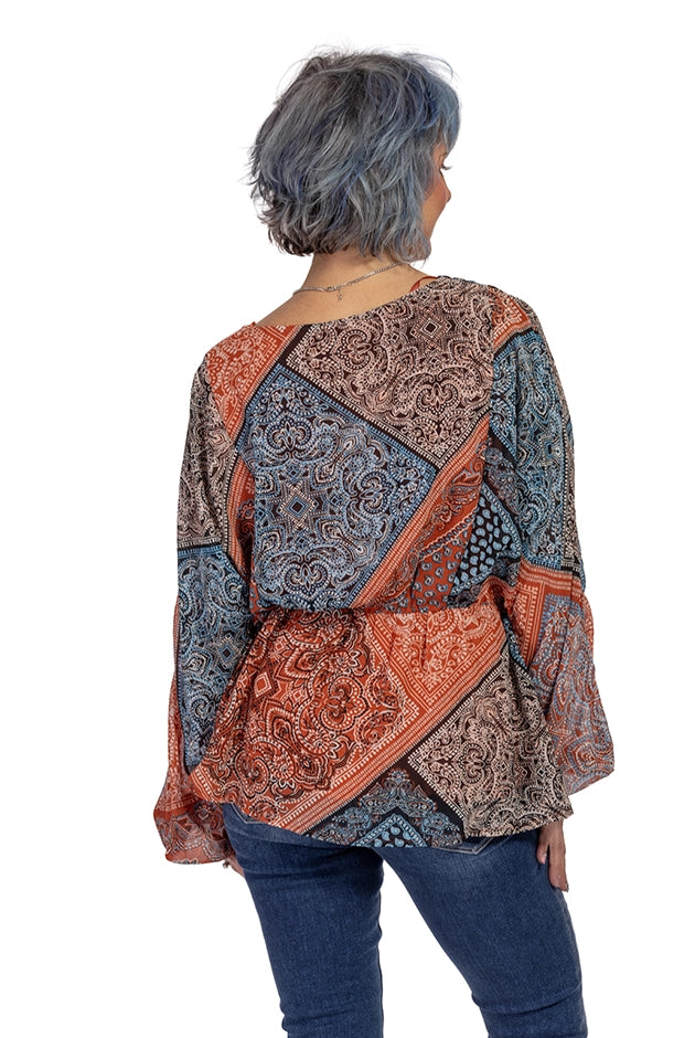 Women's Boho Long Balloon Sleeve Top * Final Sale*