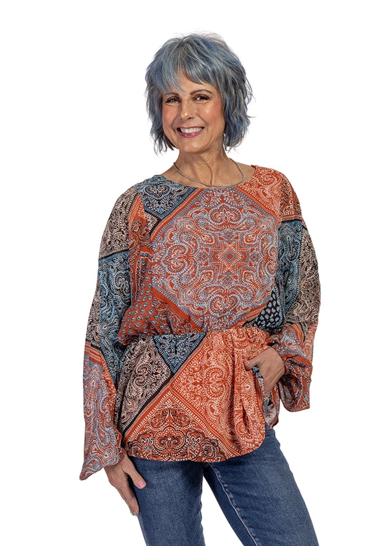 Women's Boho Long Balloon Sleeve Top * Final Sale*