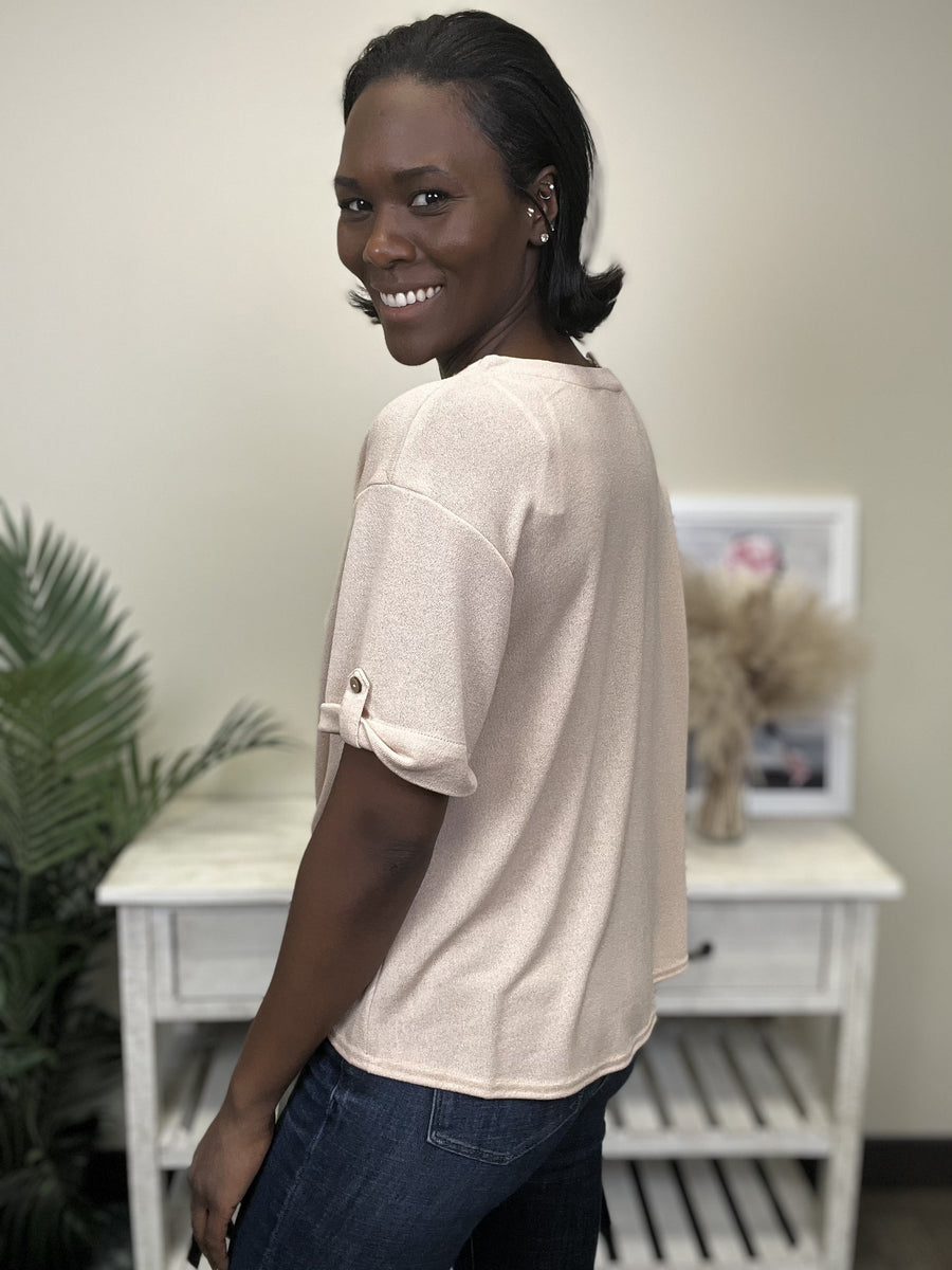 Let's Get Twisted Women's Twist Front Short Sleeve Top