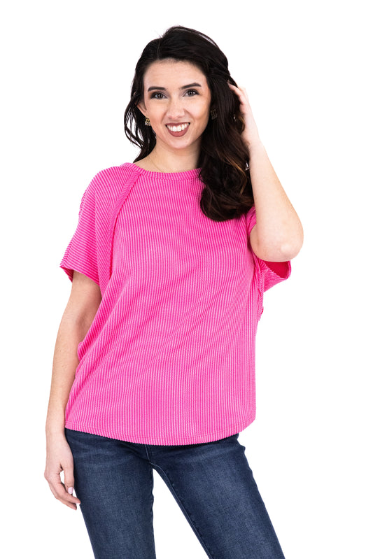 Women's Relaxed Textured Short Sleeve Top