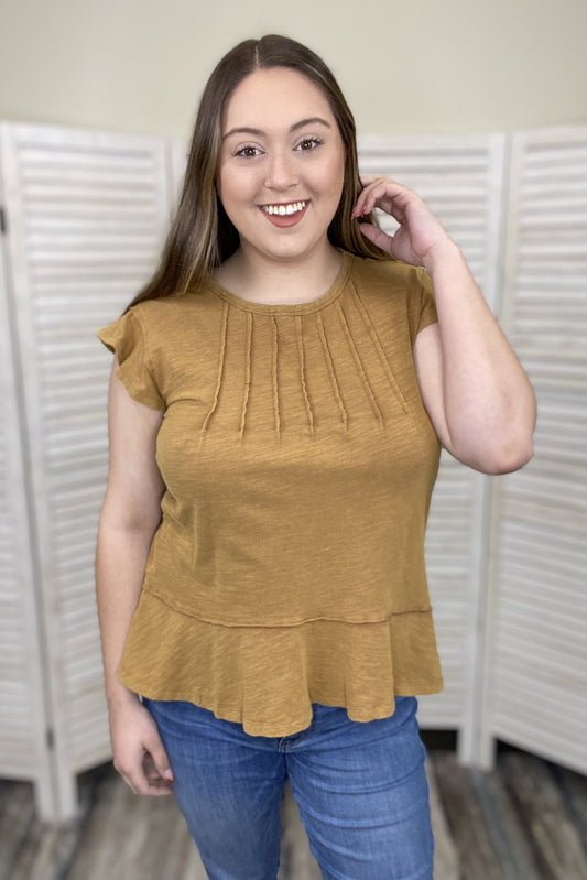 My Personality Women's Textured Ruffle Short Sleeve Top *Final Sale*