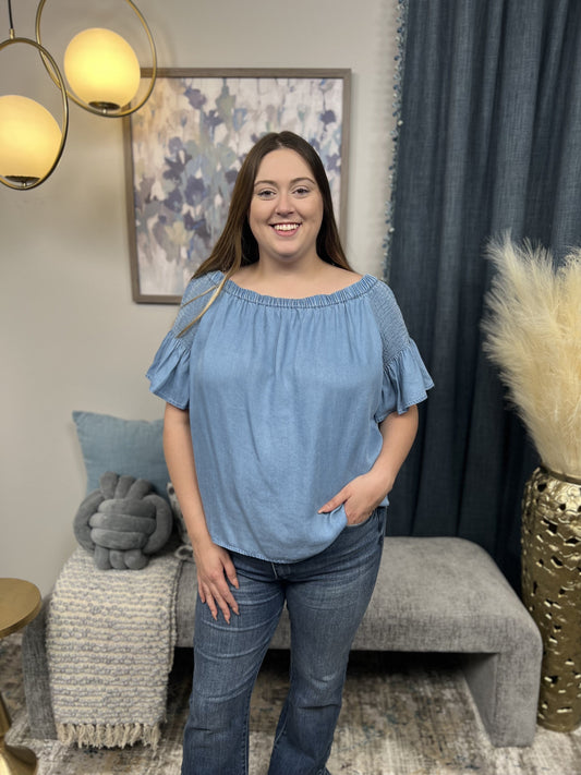 I Don't Mind Women's Flutter Sleeve Top *Final Sale*