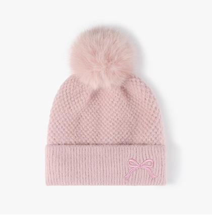ALB Custom Women's Embroidered Bow Pom Beanie