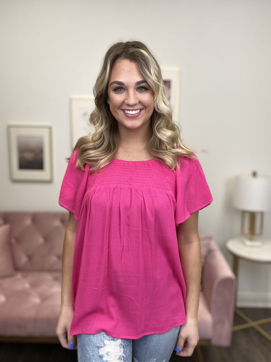 Fiercely Myself Women's Lightweight Smocked Short Sleeve Top *Final Sale*