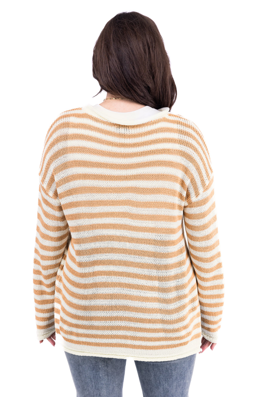 Women's Striped Knit Long Sleeve Top