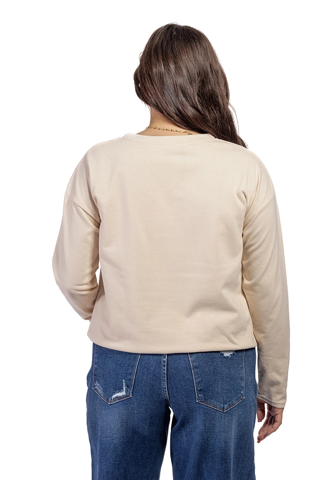 Women's Bubble Hem Long Sleeve Top