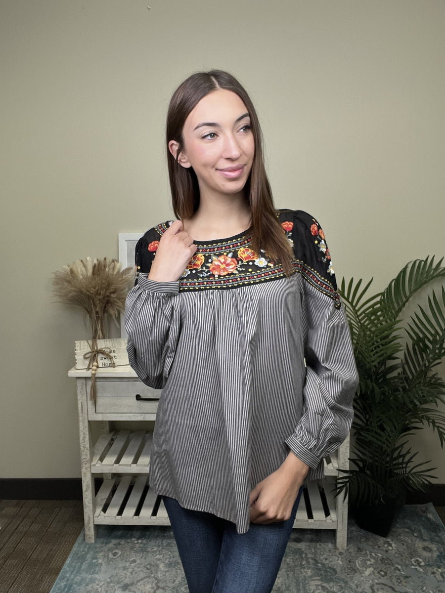 Everyone Is Jealous Women's Embroidered Long Sleeve Top *Final Sale*