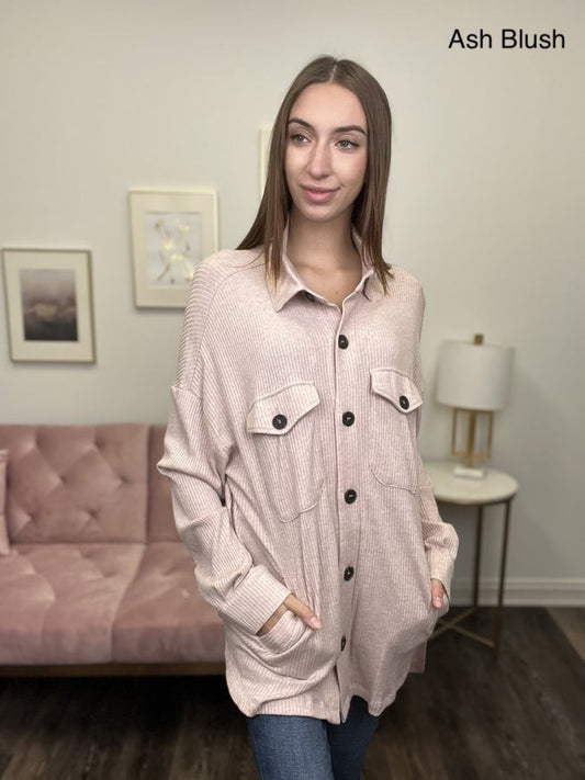 Pumpkin Spice And Everything Nice Women's Collared Shacket *Final Sale*