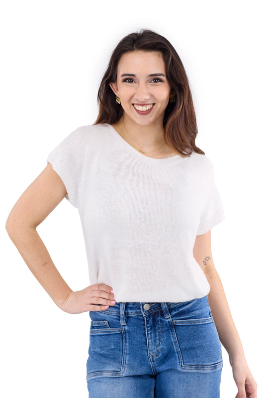 Women's Textured Short Sleeve Sweater