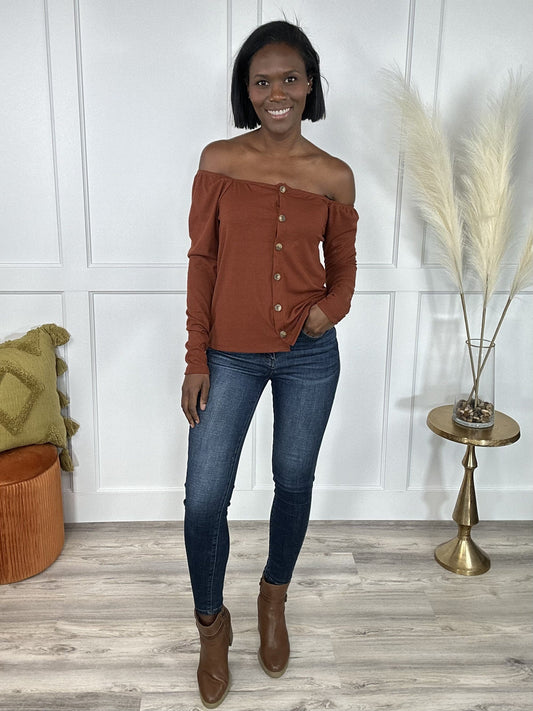 Sturdy as a Rock Women's Off The Shoulder Long Sleeve Top *Final Sale*