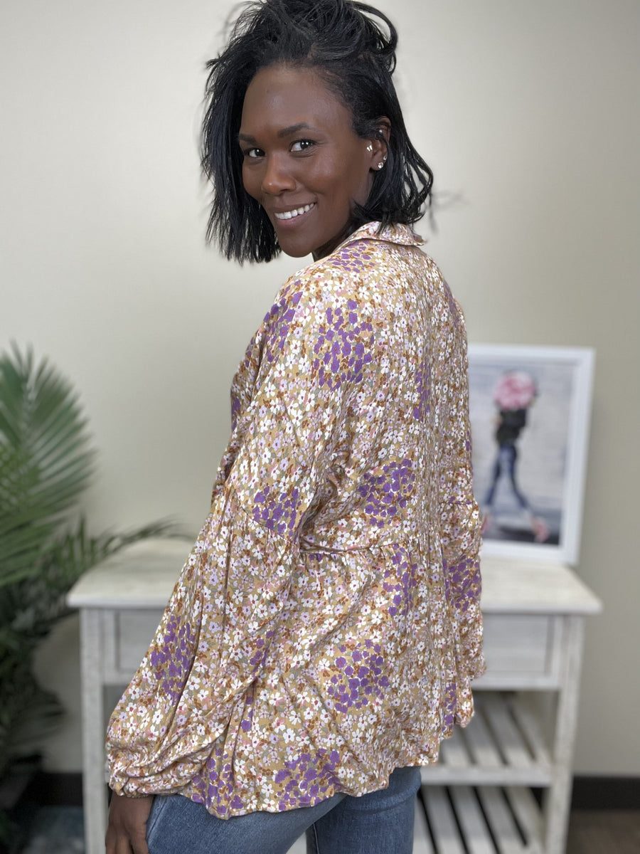 Open Field Women's Baby Doll Floral Long Sleeve Top *Final Sale*