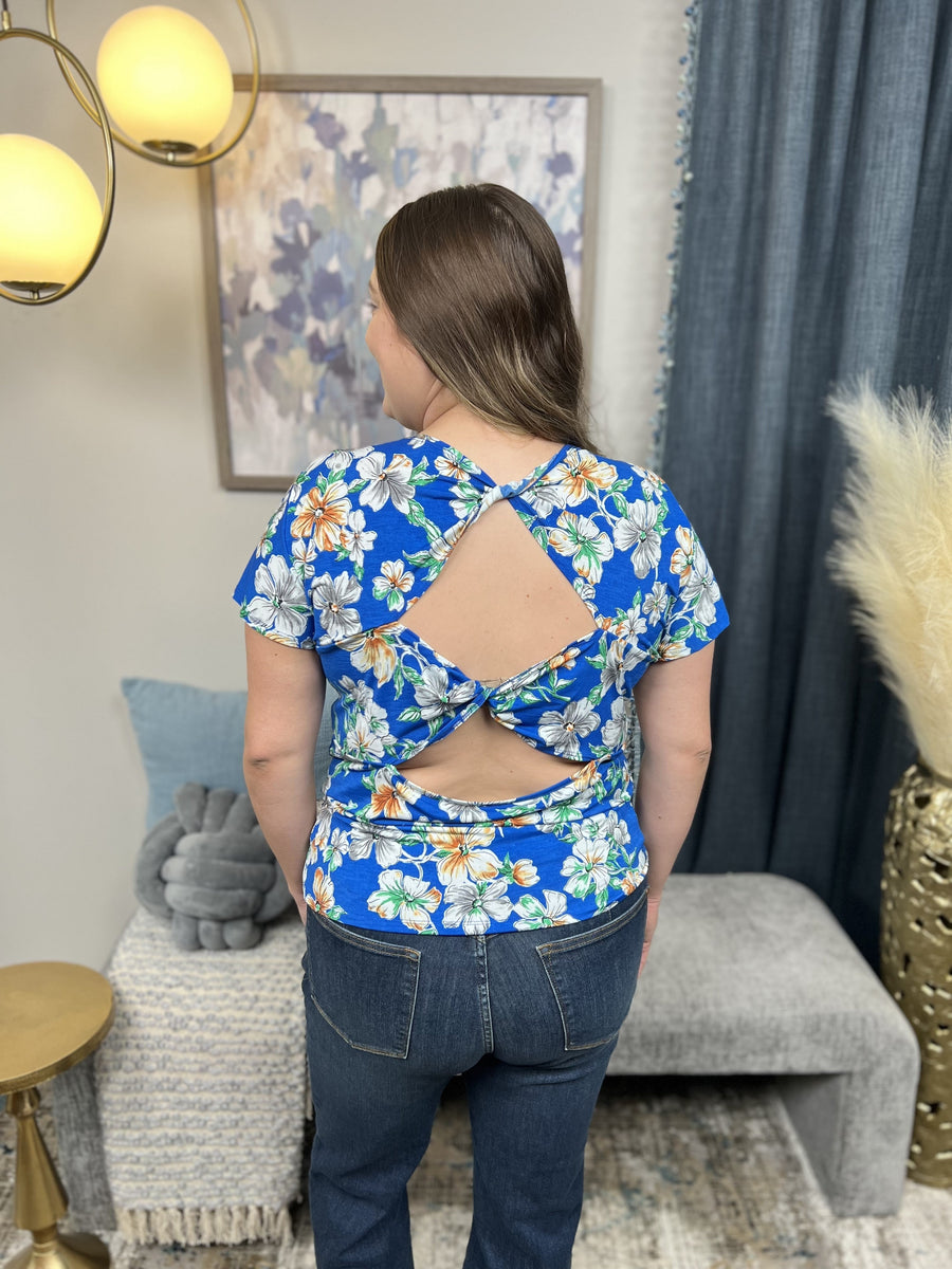 Floral Elegance Women's Slim-Fit Classic Short Sleeve Top