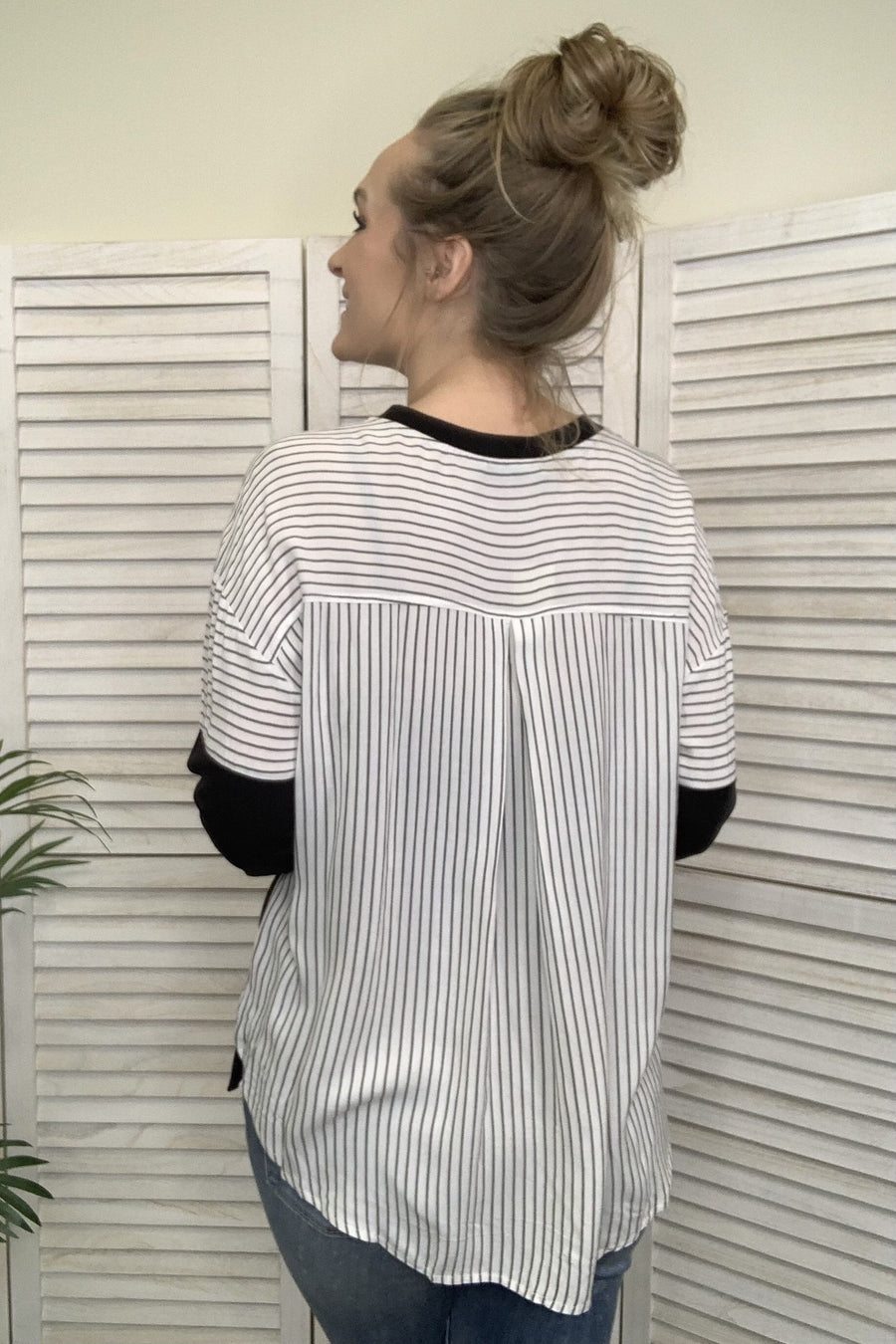 Party In The Back Women's Striped Long Sleeve Top