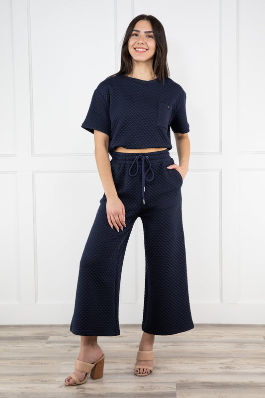 Lets Meet Up Women's Textured Front Pocket Short Sleeve Top *Final Sale*