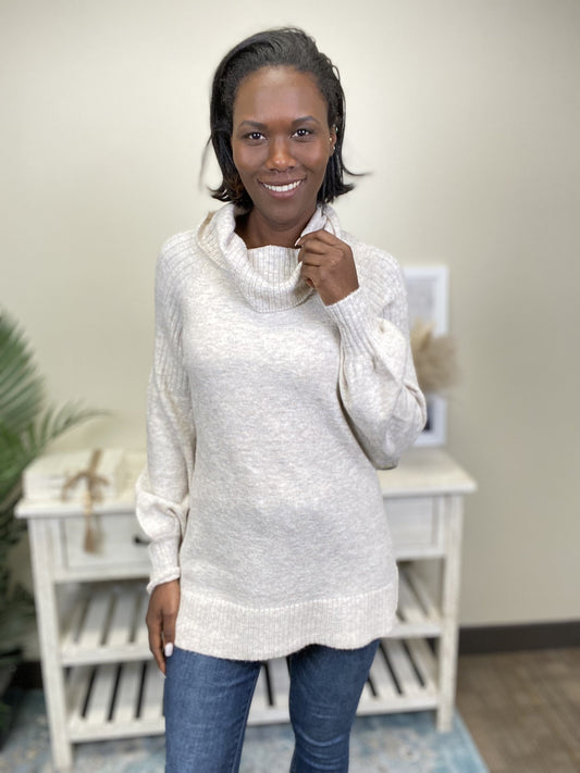 Road Trip Women's Cowl Neck Puff Sleeve Sweater *Final Sale*