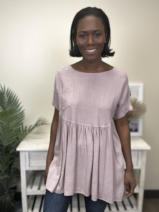 Feel The Love Tonight Women's Baby Doll Flowy Short Sleeve Top *Final Sale*