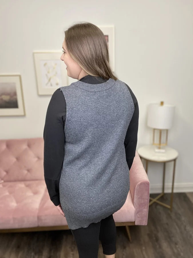 London On My Mind Women's V-Neck Hi Lo Sweater Vest