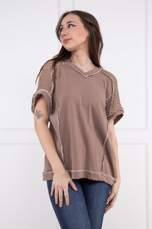 Relax With Me Women's Casual Knit Short Sleeve Top