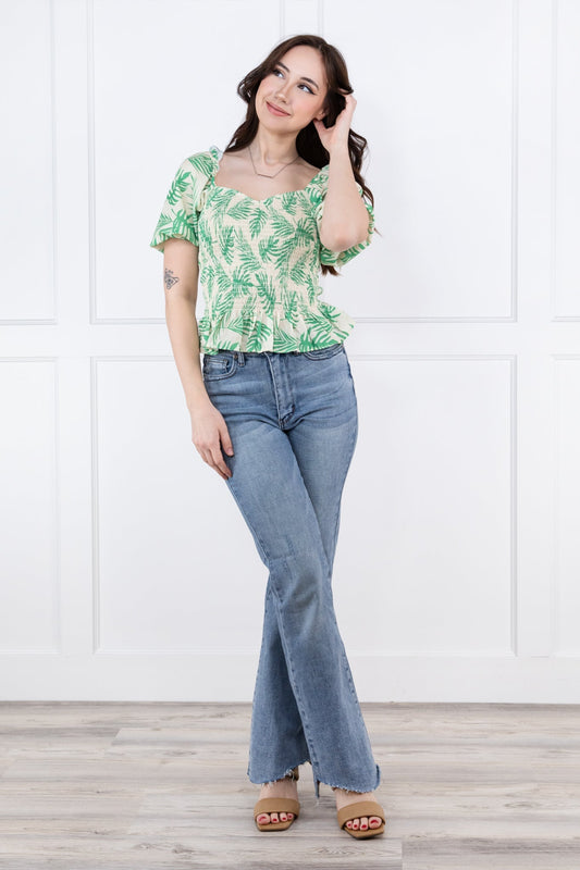 Relaxing in the Shade Women's Sweetheart Hi-Lo Short Sleeve Top