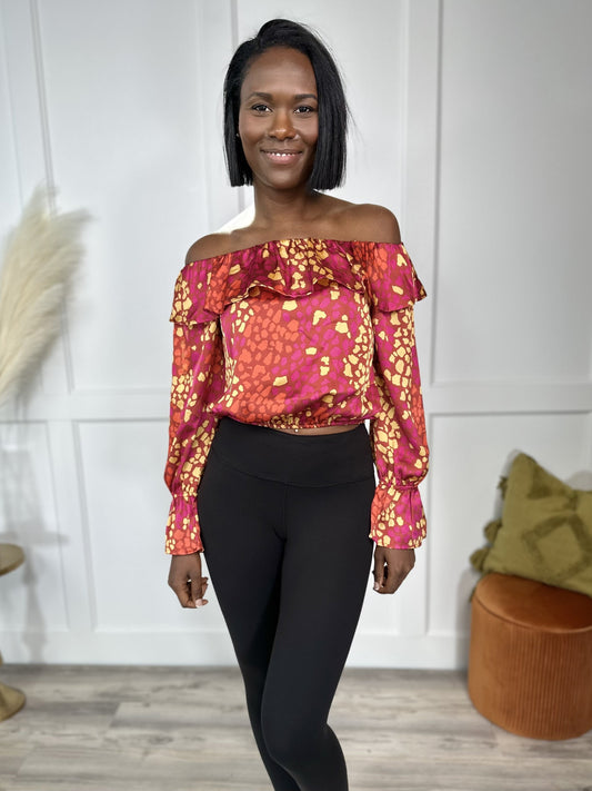 Ritzy Girl Women's Off The Shoulder Long Sleeve Crop Top *Final Sale*