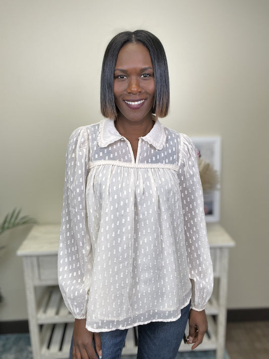 Twinkle Until Dawn Women's Textured Pleated Long Sleeve Top *Final Sale*