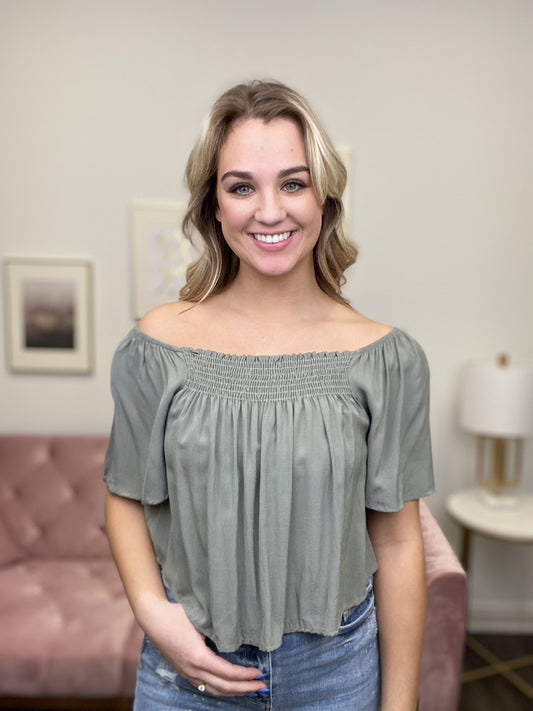 Moving Up Women's Flowy Off The Shoulder Crop Top *Final Sale*