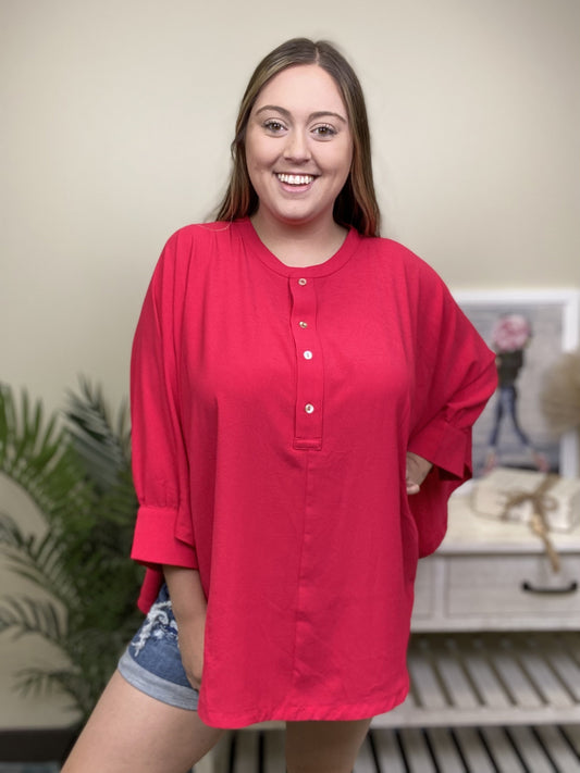 Live What You Love Women's Loose Half Button Down Top *Final Sale*