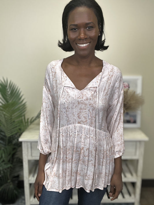 Date Night Women's V-Neck Long Sleeve Top *Final Sale*