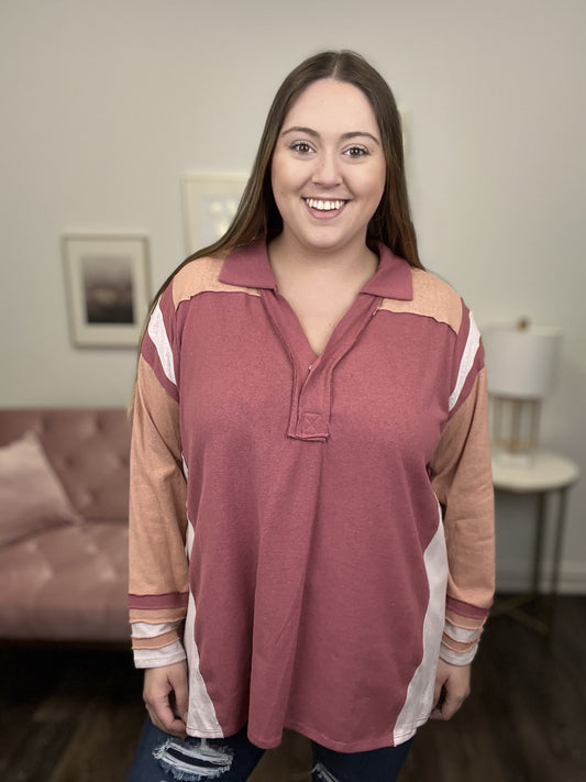 Need To Be With You Women's Varsity Stripe Long Sleeve Top *Final Sale*